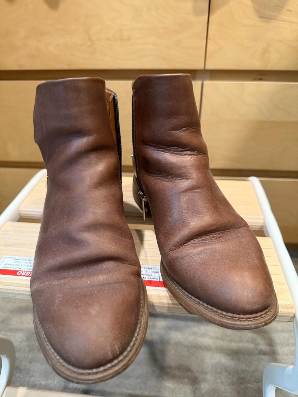 Women’s Franco Sarto Brown Leather Ankle Boots - Classic Side-Zip